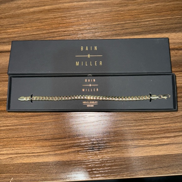 Bain X Miller Gold Brass Chain Bracelet for Men - Picture 3 of 3